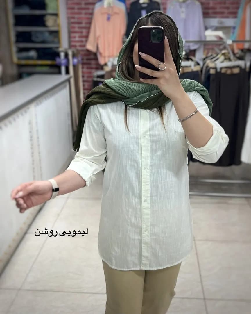 شومیز لینن قد بلند مدل تاژ