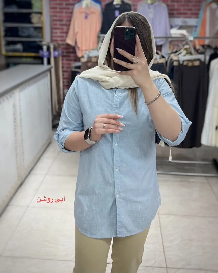 شومیز لینن قد بلند مدل تاژ