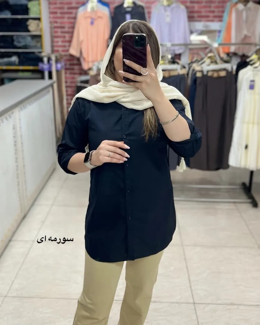 شومیز لینن قد بلند مدل تاژ