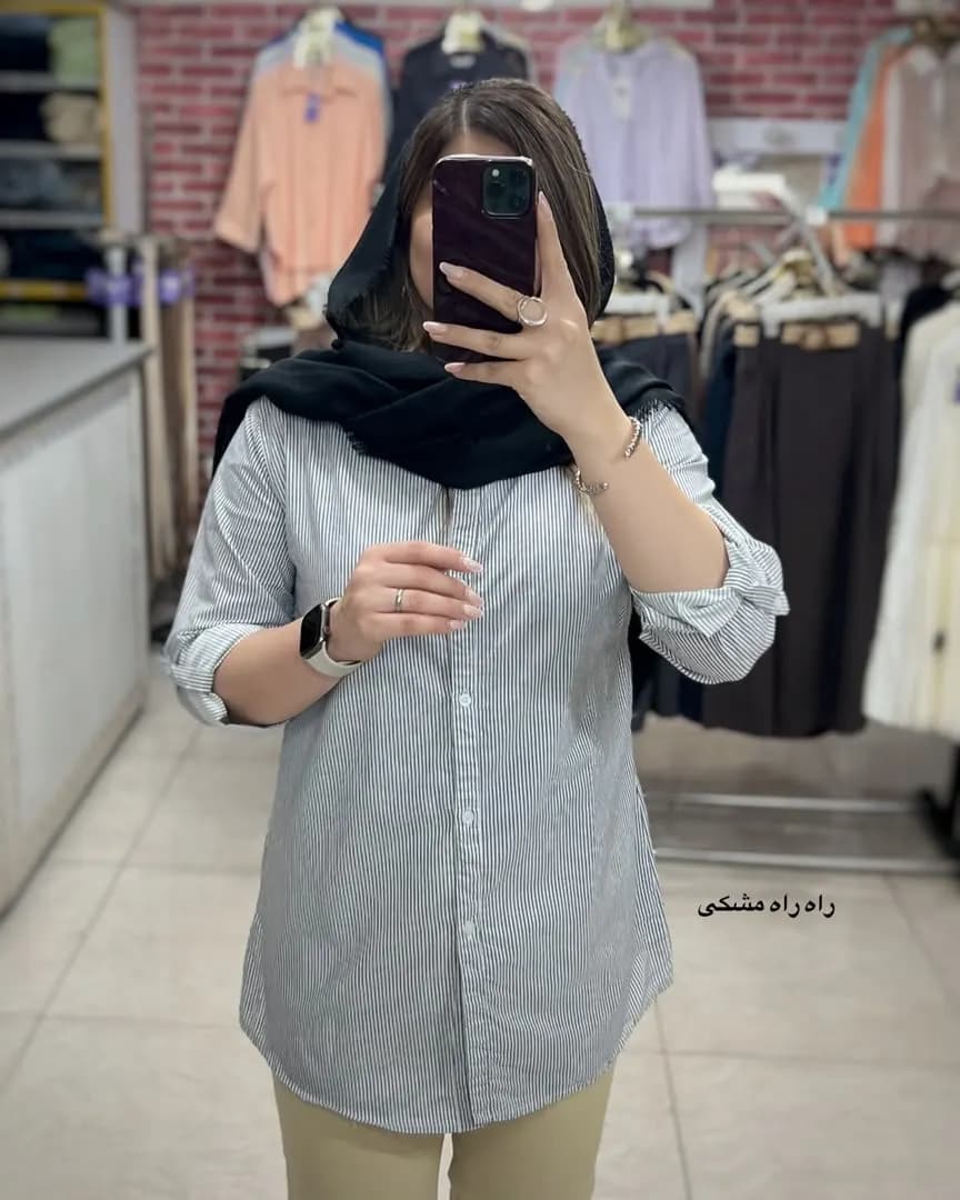 شومیز لینن قد بلند مدل تاژ