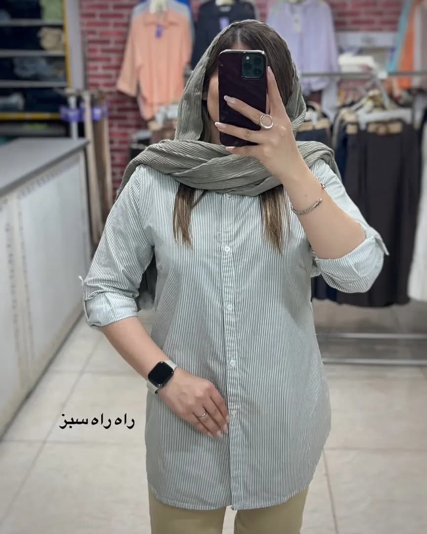 شومیز لینن قد بلند مدل تاژ