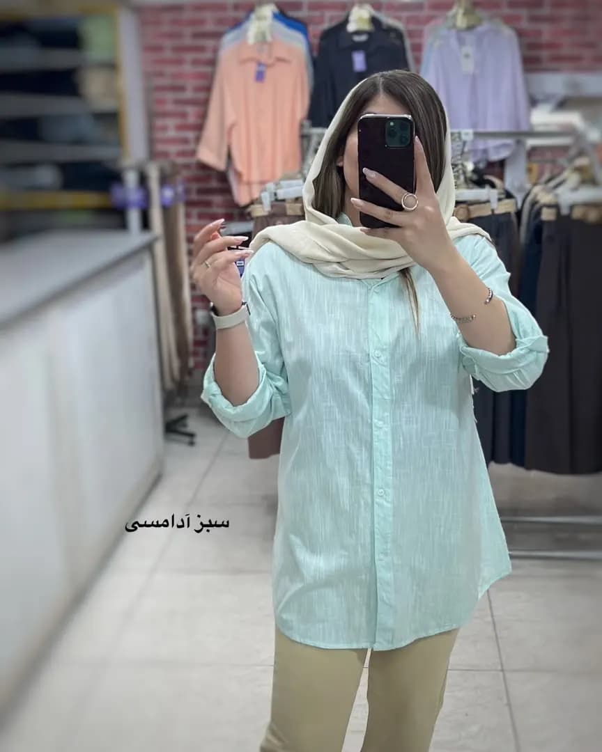 شومیز لینن قد بلند مدل تاژ