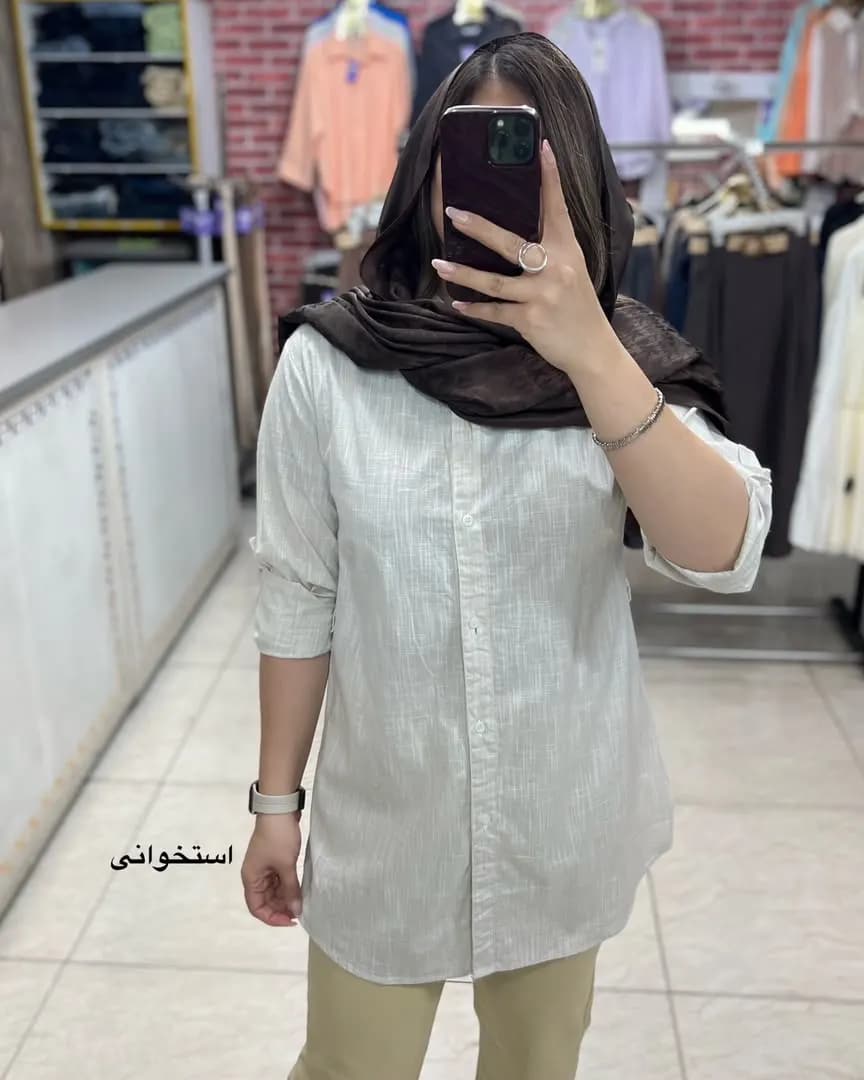 شومیز لینن قد بلند مدل تاژ