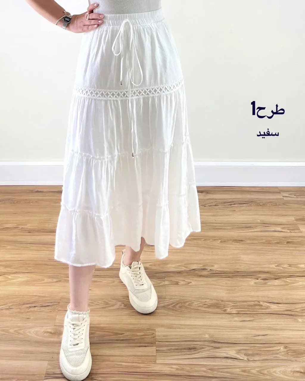 دامن گیپور دانتل آستردار خورشید طرح1