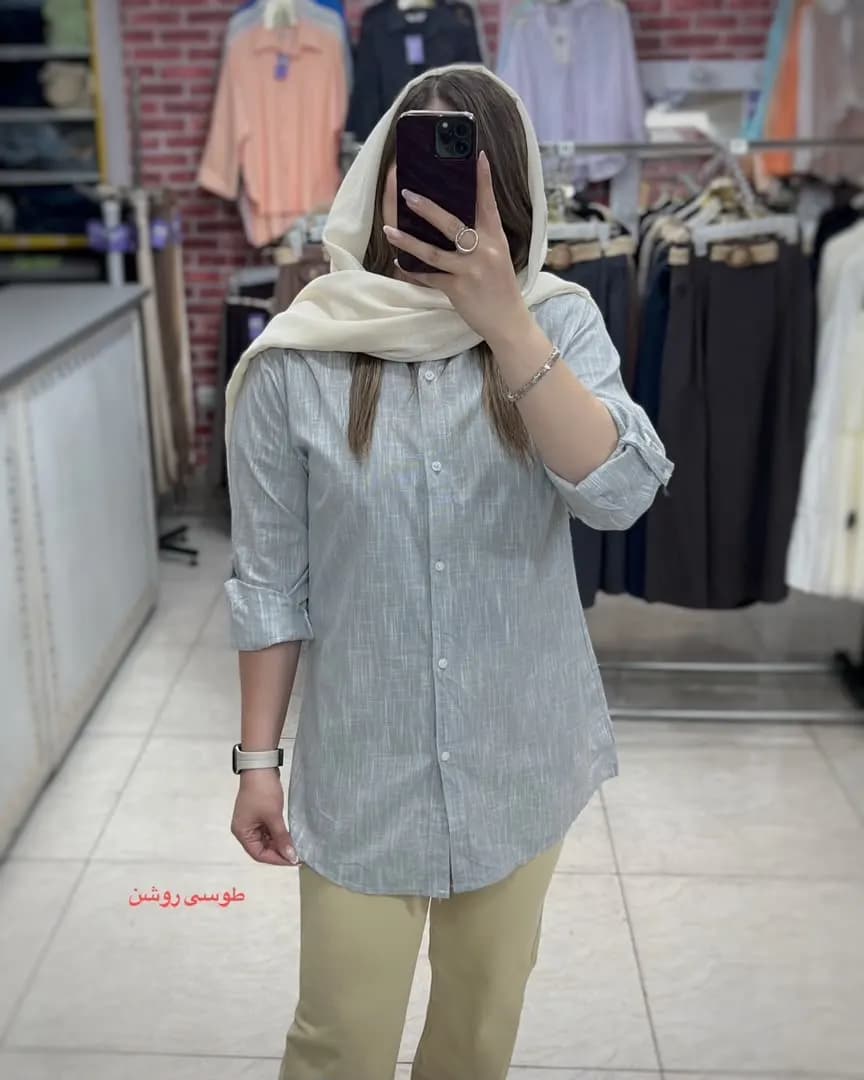 شومیز لینن قد بلند مدل تاژ