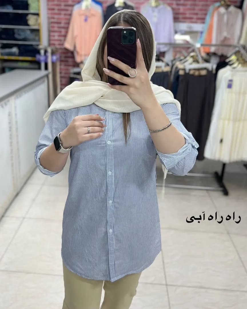 شومیز لینن قد بلند مدل تاژ