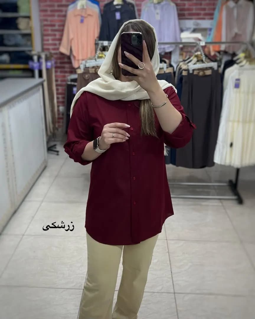 شومیز لینن قد بلند مدل تاژ