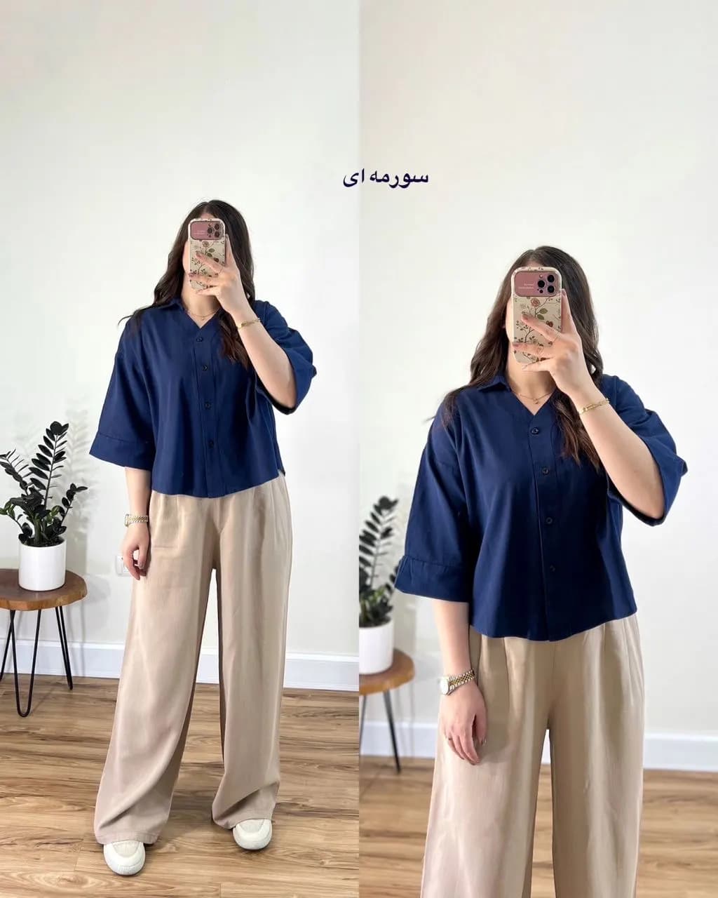 شومیز باکسی لینن مدل ماکان
