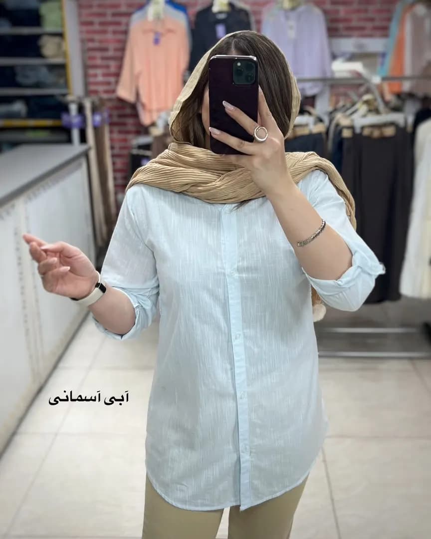 شومیز لینن قد بلند مدل تاژ