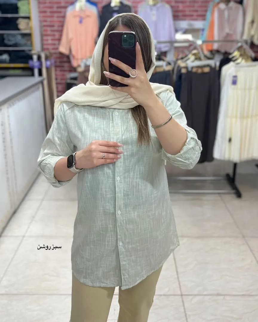 شومیز لینن قد بلند مدل تاژ
