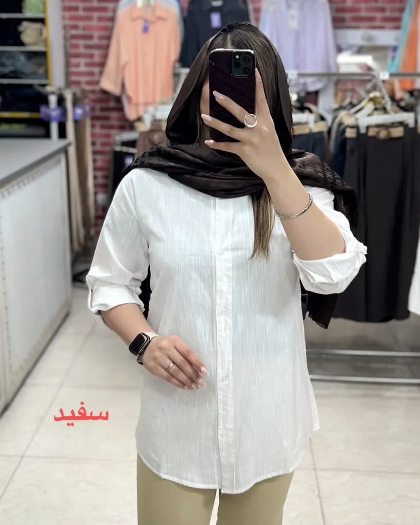 شومیز لینن قد بلند مدل تاژ