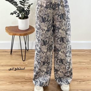 شلوار طرحدار ایتالیایی کجراه طرح گل رز