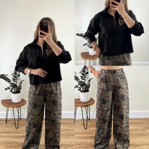 شومیز  باکسی سیلک ریزشی مدل تاج بانو