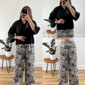 شومیز  باکسی سیلک ریزشی مدل تاج مهر